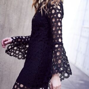 N/Nicholas Revolve Black Lace Crochet Dress Cocktail Witchy Whimsigoth Sexy